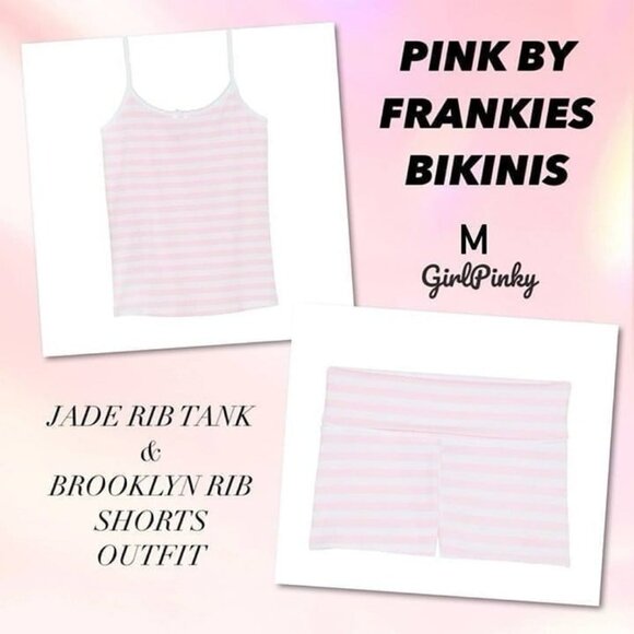 VS PINK BY FRANKIE’S JADE COTTON TANK & BROOKLYN SHORTS SET PEONY STRIPE MEDIUM